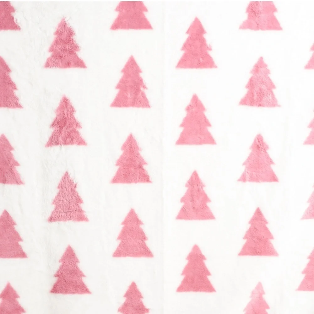 Rachel Zoe Faux Fur Pink Pastel Christmas Tree Blanket 50x70